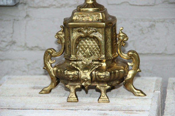 PAIR vintage bronze French dragon gothic figurine Candlelabras candlesticks