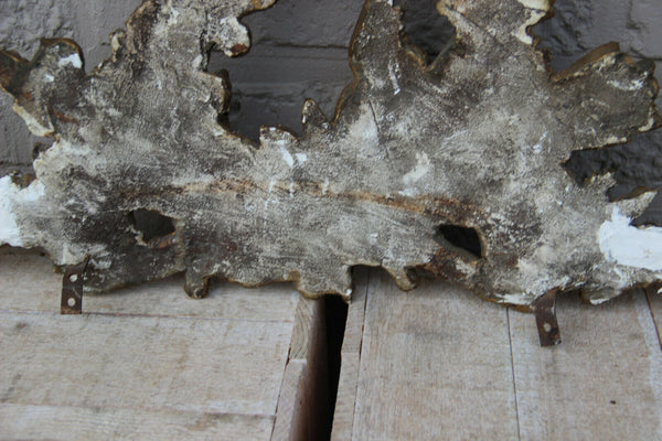 French Antique 19th c Louis XV Pediment Architectural Crown Plaster Crest Bird