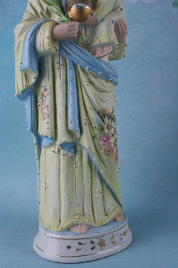 French biscuit figurine Holy Jesus christ with child