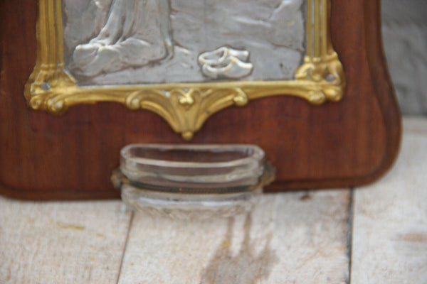 Antique French 1950 Notre dame de LOURDES souvenir religious holy water font