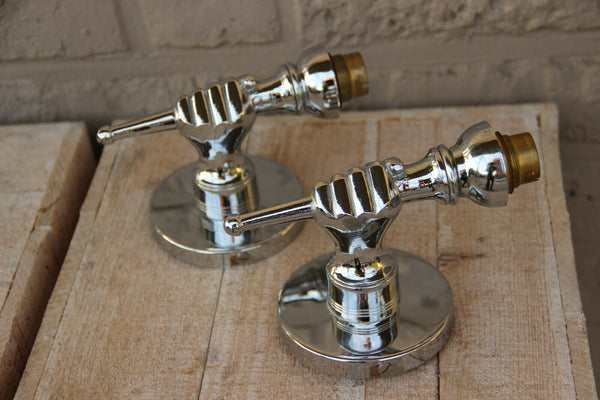PAIR Mid century 1970 Chrome hand wall lights sconces attr maison jansen paris