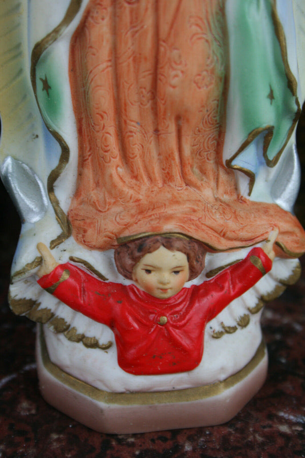 Vintage 50's french porcelain madonna statue rare unusual piece angel putti