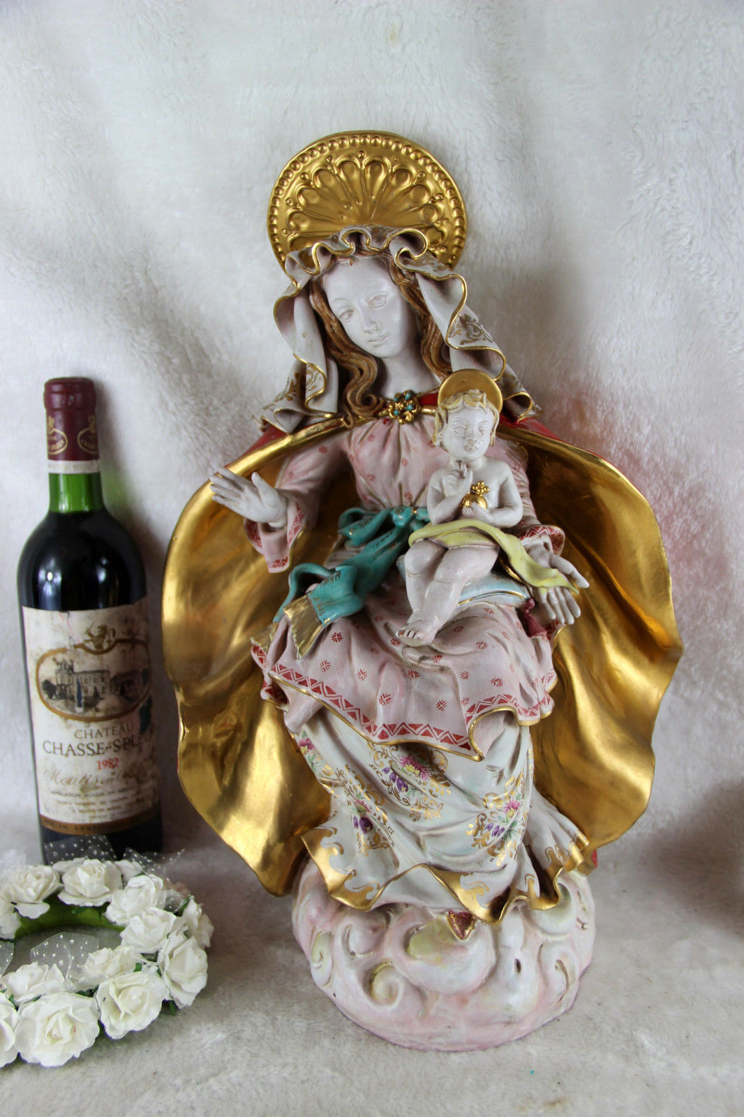 Gorgeous Terracotta polychrome MAdonna statue Pattarino school italian religious