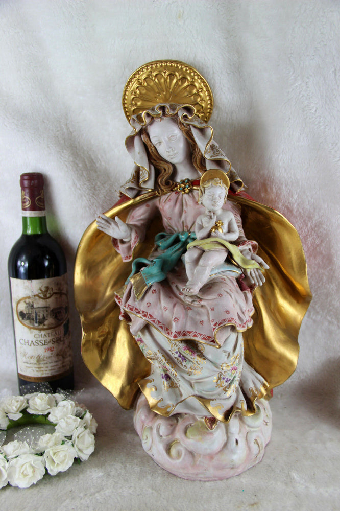 Gorgeous Terracotta polychrome MAdonna statue Pattarino school italian religious