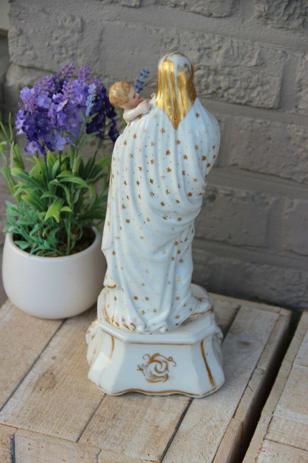 LARGE Antique vieux paris porcelain Madonna religious figurine