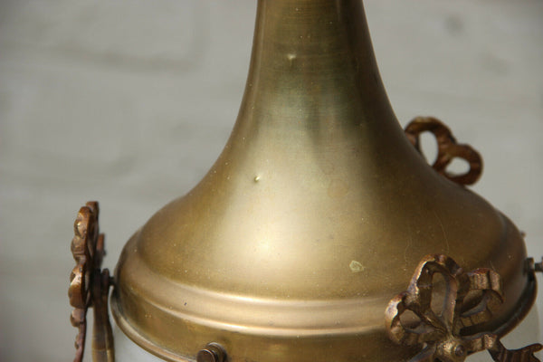 French Brass metal Eagle louis XVI Hall Lantern chandelier pendant crystal glass