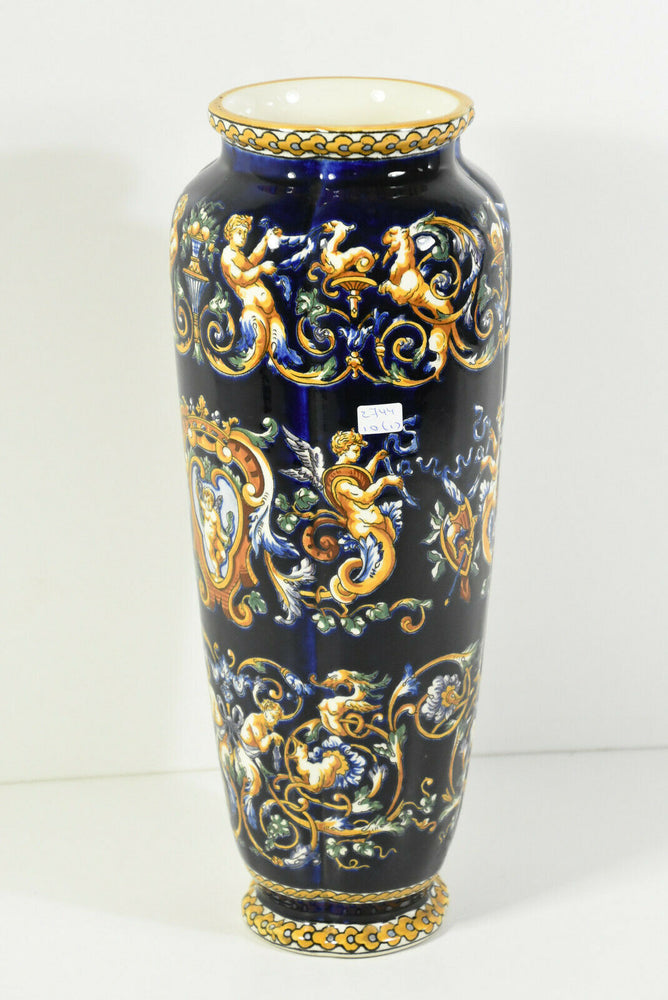 French Porcelain GIEN marked Vase mythological putti angels