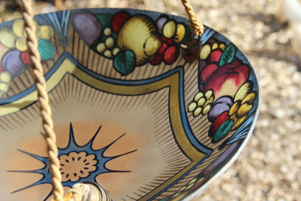 Unusual French ART DECO hand paint fruits Chandelier pendant lamp 1930