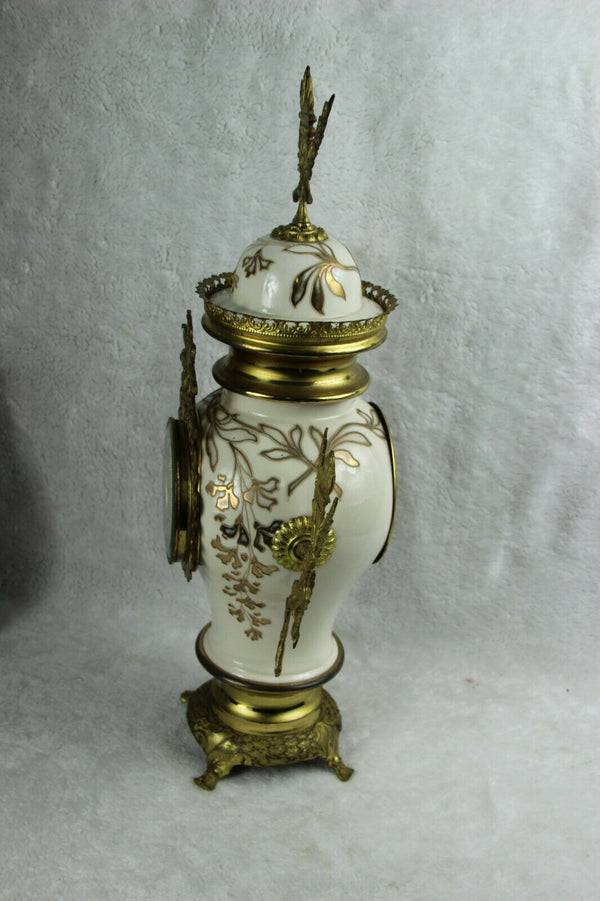 French antique Faience art nouveau mantel clock 1900