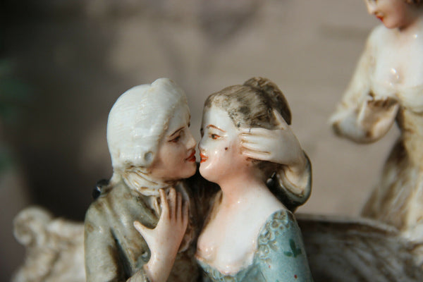 Antique German Porcelain Statue group romantic
