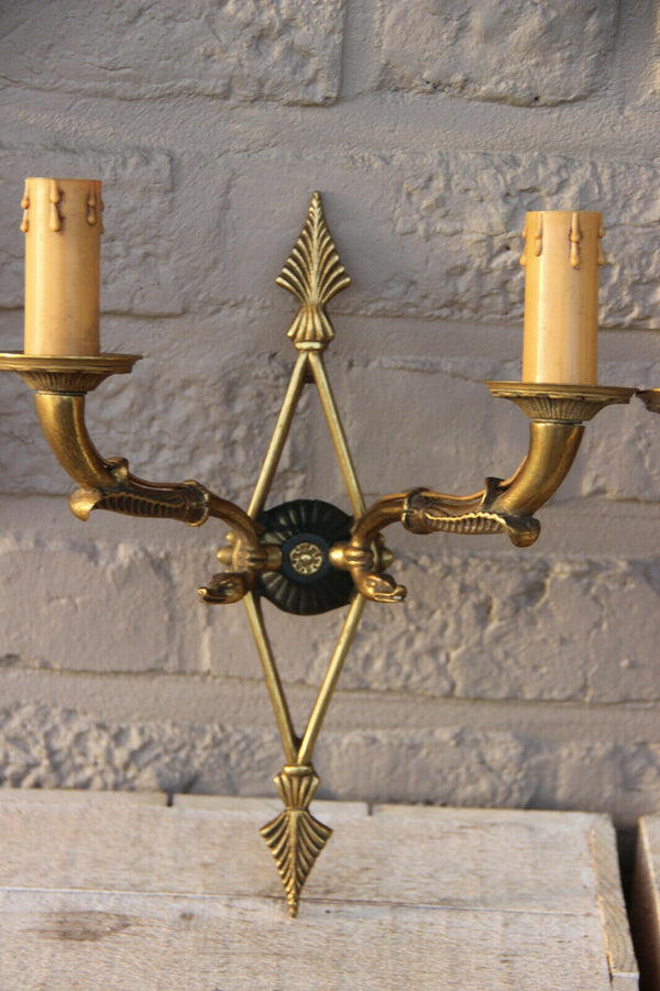 PAIR French empire Bronze swan arms wall lights sconces