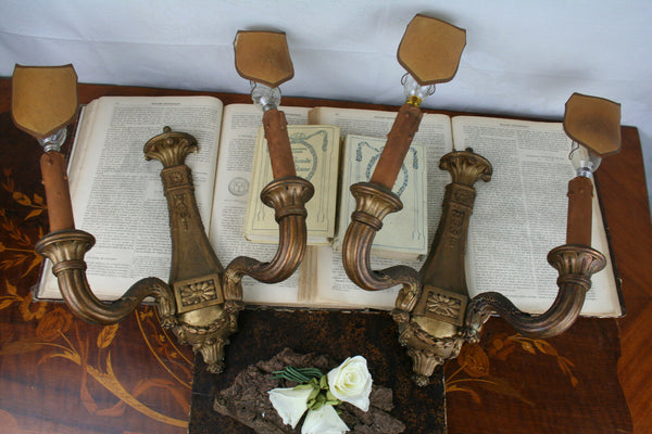 PAIR exclusive French wood carved Wall sconces lights 1900