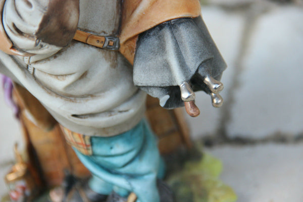 Large Italian capodimonte porcelain statue figurine  man signed Bruno Tyche