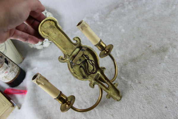 PAIR bronze empire head portrait wall sconces lights France antique