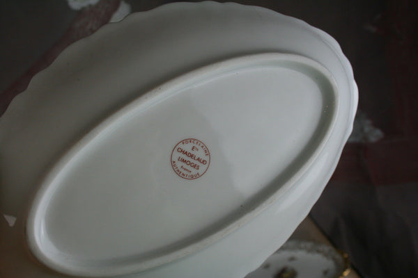 French Porcelain dinnerware set 10 pcs Soup / salad bowl saucer tray limoges