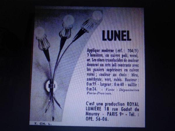 PAIR Maison LUNEL  wall lights sconces brass 1950 fifties mid century