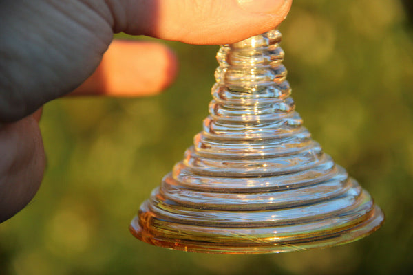 Antique Set 4 Bohemia yellow Crystal glass glasses deer hunting theme
