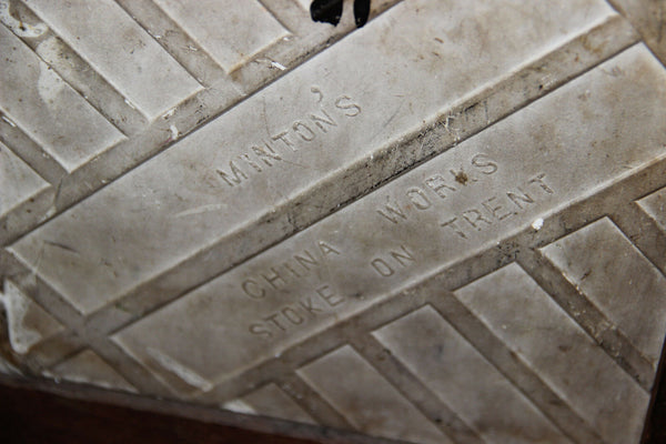 XL Minton Faience marked Tiles landscape animals scene jardiniere planter wood