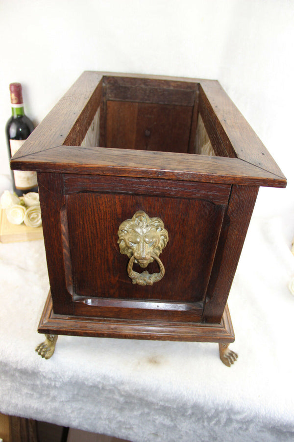 XL Minton Faience marked Tiles landscape animals scene jardiniere planter wood