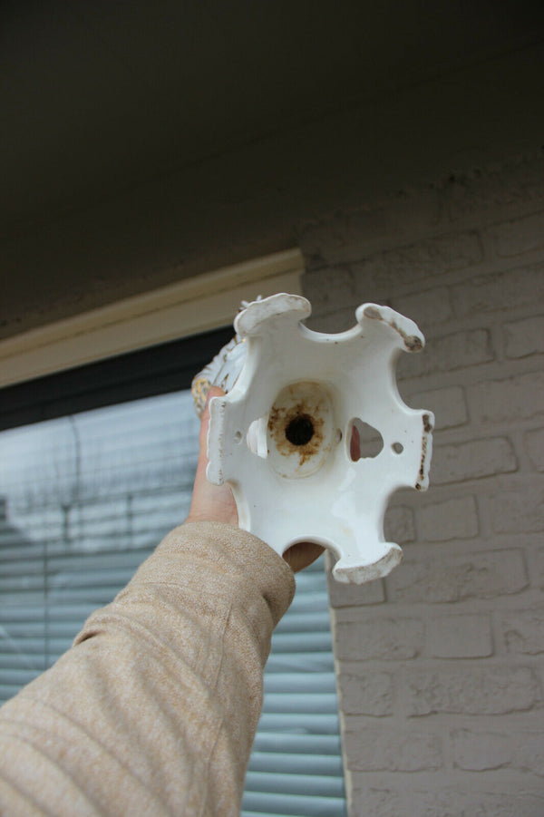 PAIR antique French vieux paris porcelain hand paint floral scene