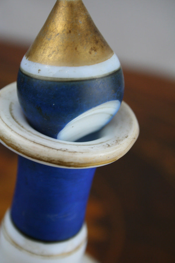 ART Deco Blue white glass Decanter set France 1930