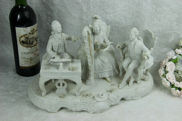XL German antique UNTERWEISSBACH marked Bisque porcelain group musicians