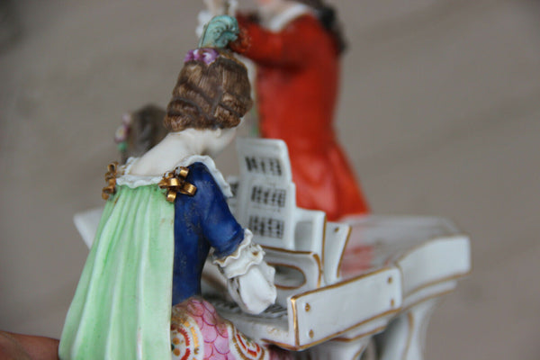 Antique German sax marked porcelain group musicians family