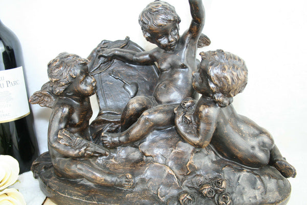 French TerraCotta Sculpture Cherubs putti playing Magnier marked group