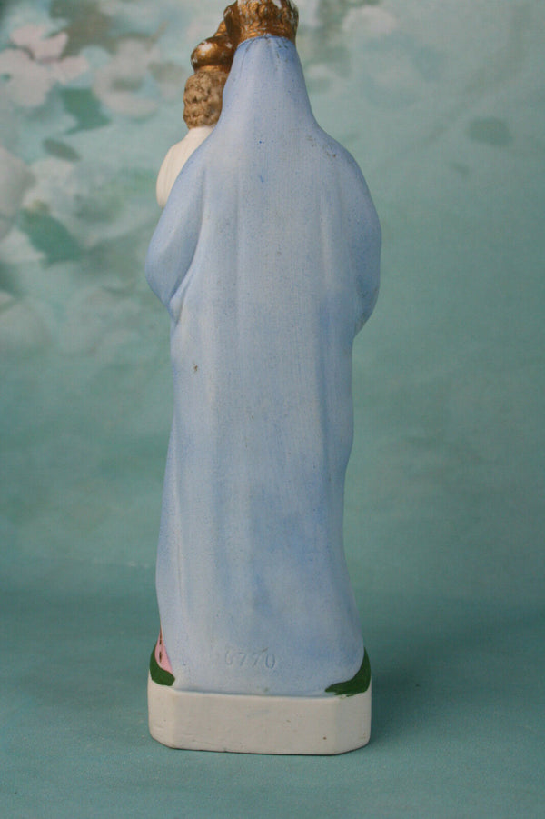 French Holy Saint Madonna Immaculate conception snake figurine biscuit