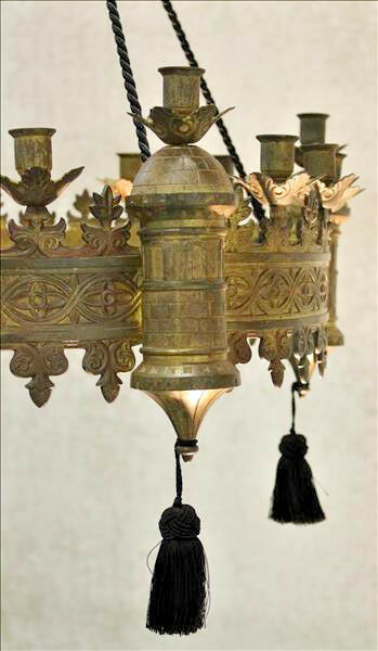 RARE Antique 1900 Monastery Church candle Holder gothic Chandelier religious n2