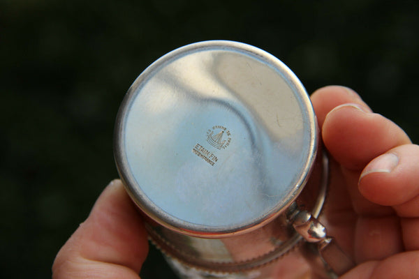 French pewter Etain de Paris marked Decanter carafe with 2 glasses lion heads