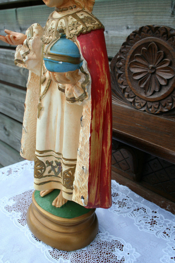 Beautiful large Antique French Plaster JESUS OF PRAGUE Figurine statue