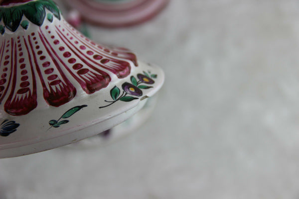 RARE PAIR faience de l'est Strasbourg Normandie Vases putti heads floral 1920