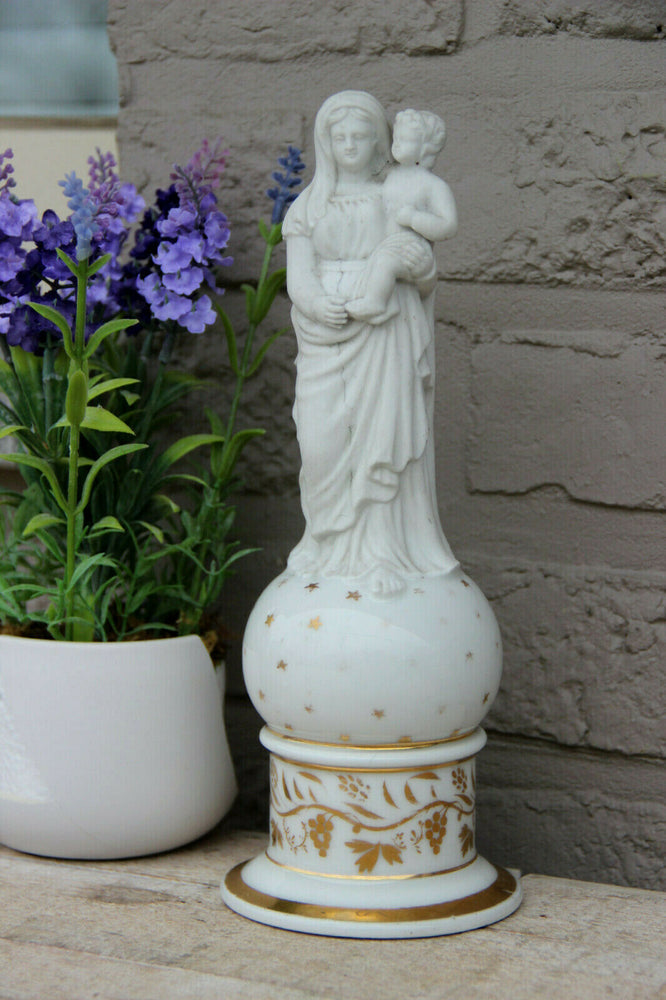 Antique  French Religious vieux paris porcelain bisque madonna figurine statue