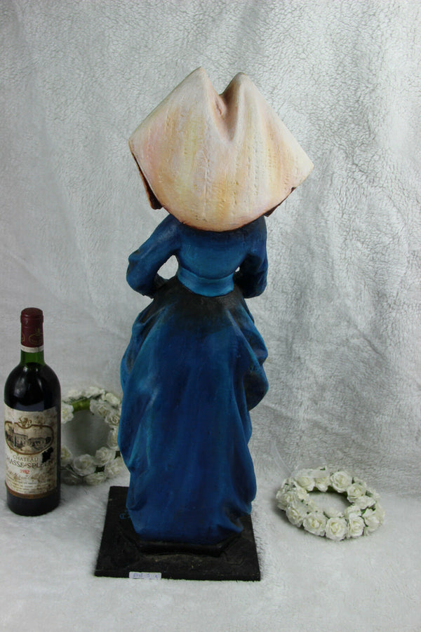 XL Mary of Burgundy religious chalkware handpaint statue sculpture signed
