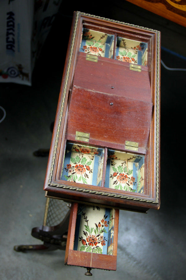 Antique Napoleon III Sewing working table wood carved 1850