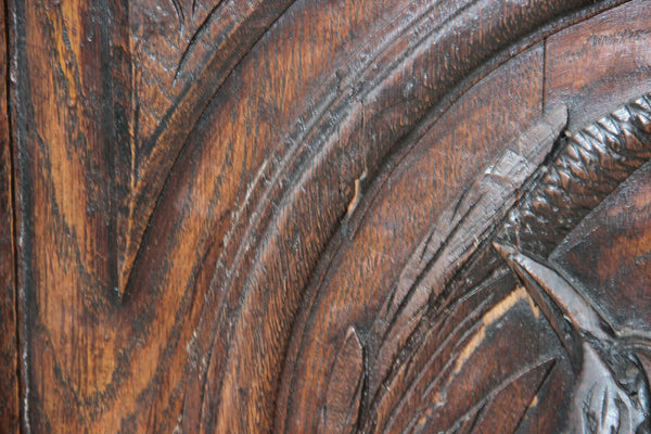 PAIR black forest hunting cabinet wood carved door panels furniture door