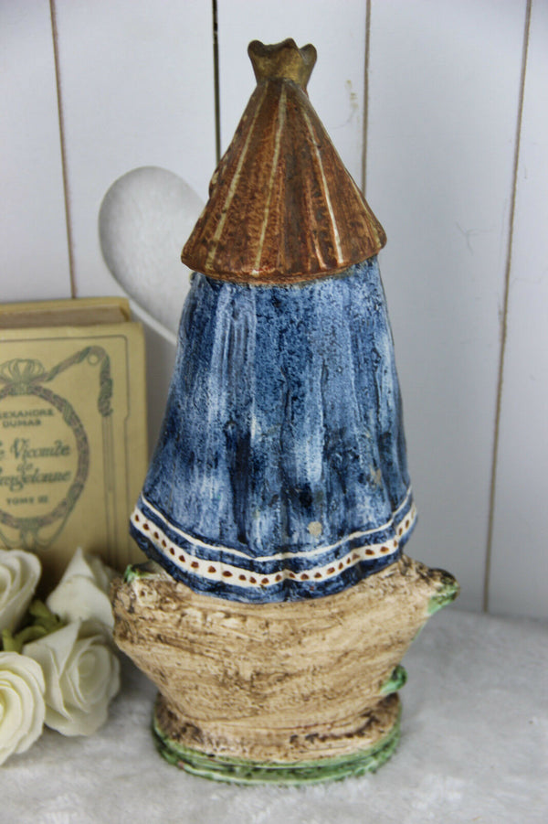 RARE Belgian Terracotta Antique 19thc polychrome MAdonna child figurine church