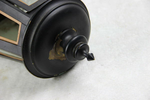 Religious gothic church Lantern light  metal black cross Glass Candle holder