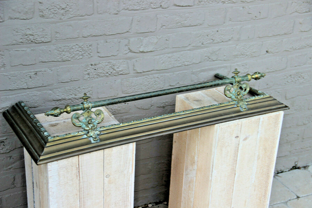 Antique bronze fireplace screen holder base