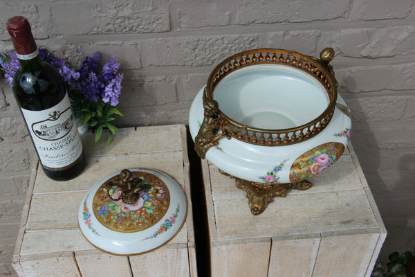 French Limoges putti angels caryatid Centerpiece porcelain Bowl rare