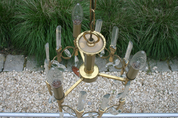 Sciolari OVALI collection  Brass Crystal chandelier 3 lights 1970's Italian