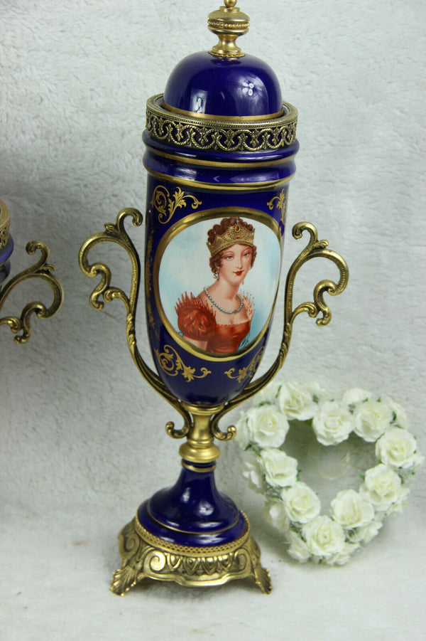 Rare French Napoleon Josephine portrait Vase Centerpiece Limoges porcelain set