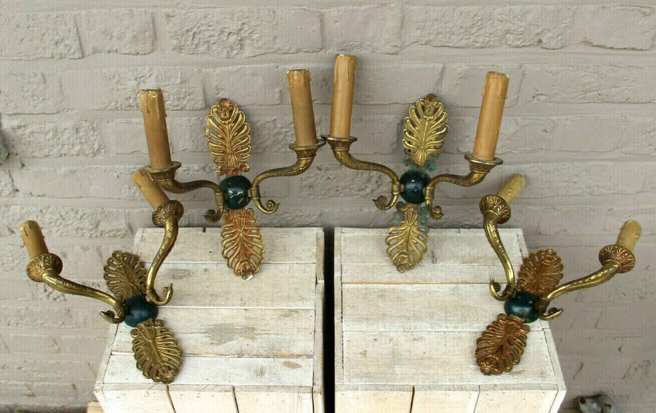Set Antique 4 Empire bronze wall lights sconces