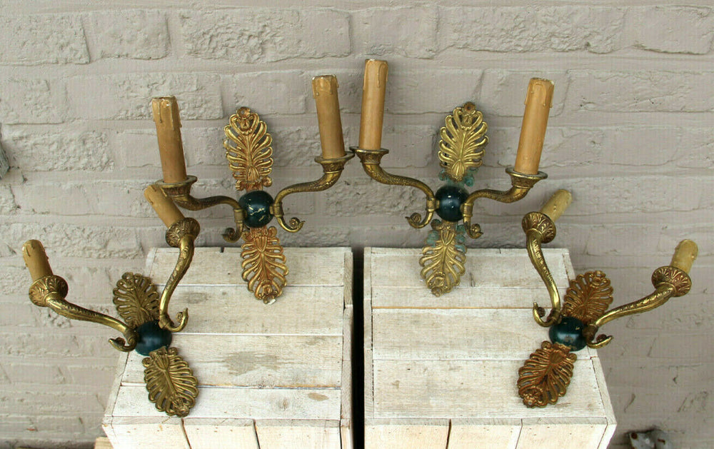 Set Antique 4 Empire bronze wall lights sconces