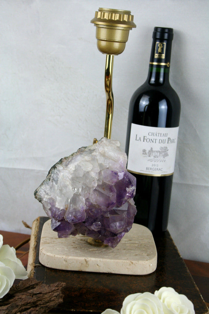 1960's Mid century Table lamp Mineral quartz  amythyst colour