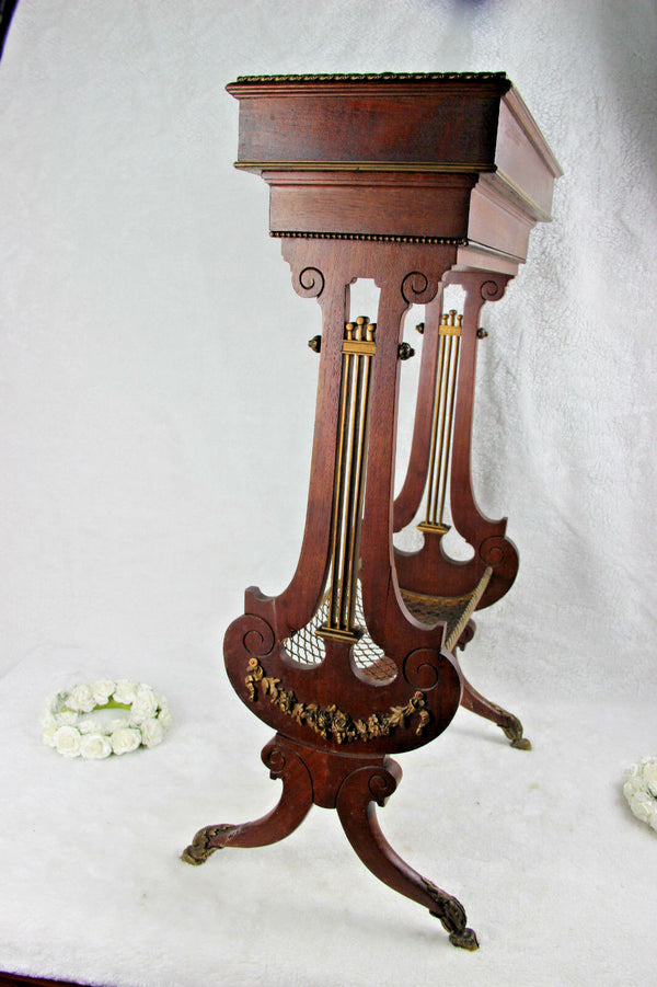 Antique Napoleon III Sewing working table wood carved 1850