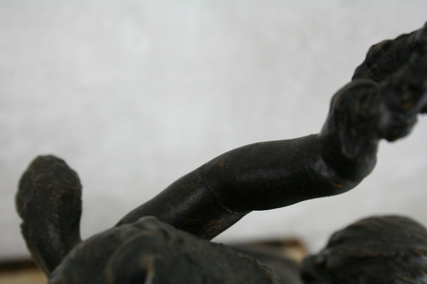 French TerraCotta Sculpture Cherubs putti playing Magnier marked group