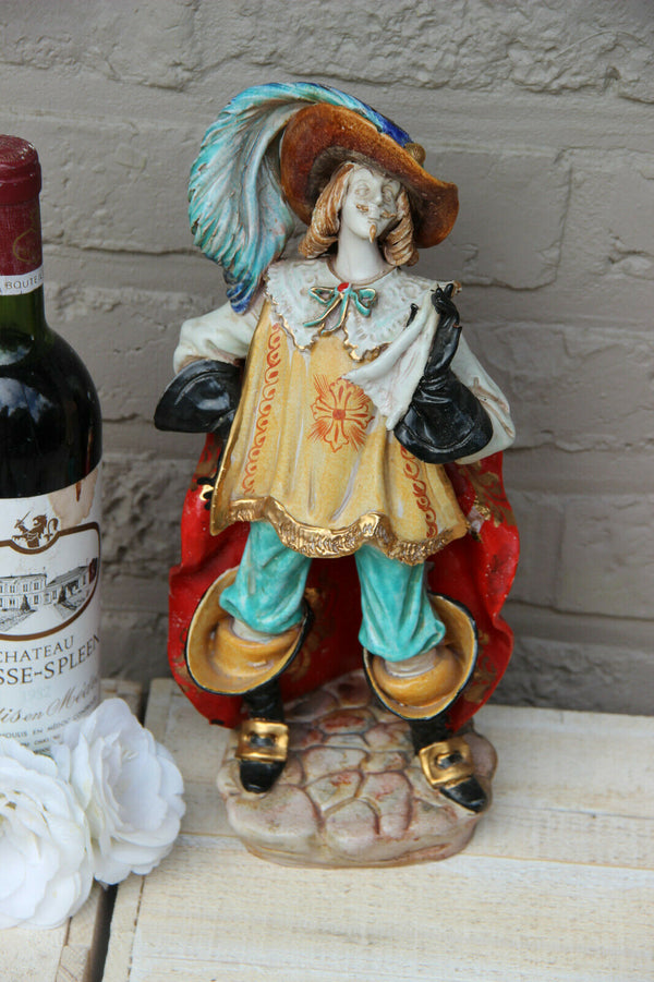 Italian PATTARINO school Musketeer Knight Figurine statue terracotta 1960