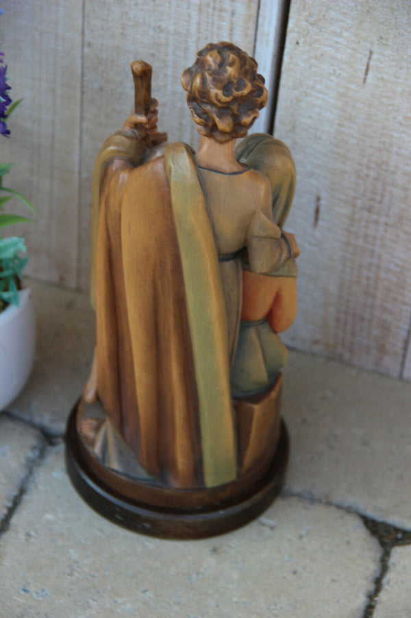Italian wood carved polychrome paint holy family group statue mary joseph jesus